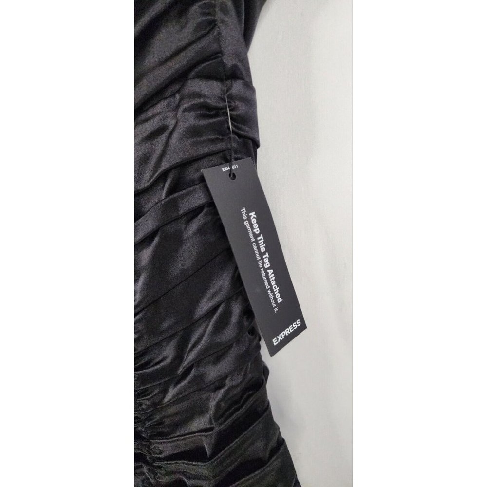 Express Dress Womens 4 Black Draped Strapless Silk Mini Dress - Picture 13 of 15